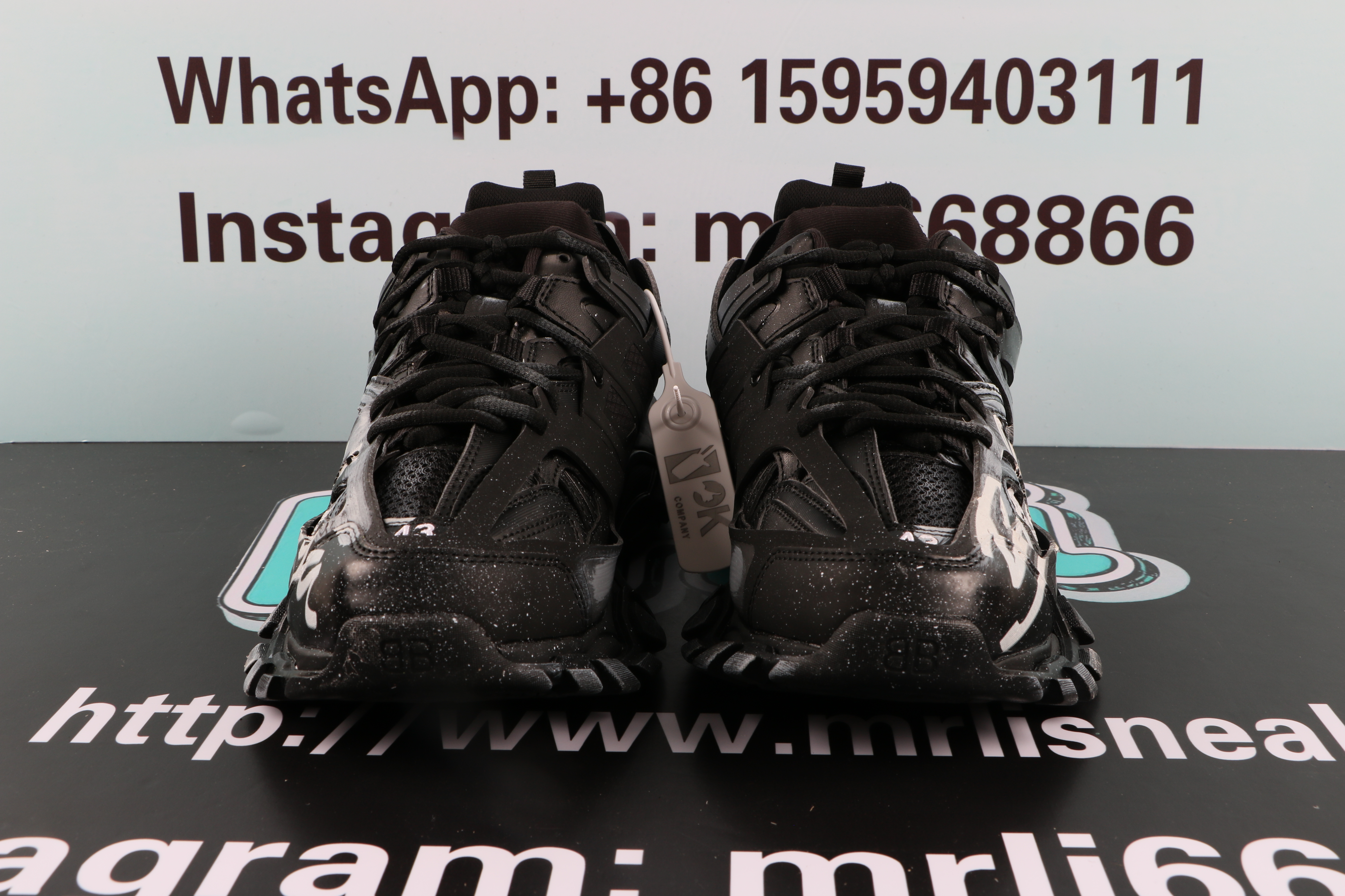 Balenciaga Track Signature Sneakers Black White
