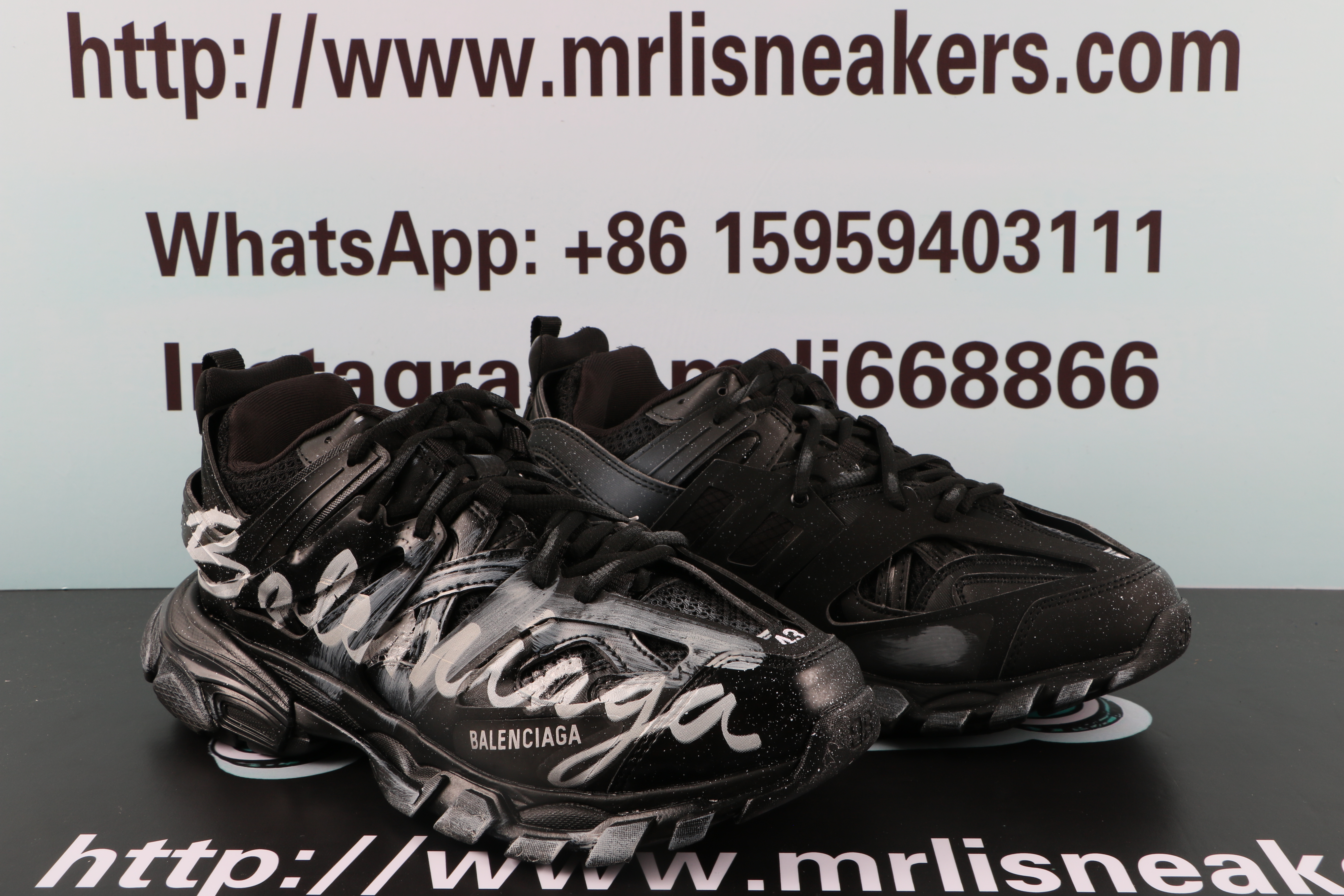 Balenciaga Track Signature Sneakers Black White