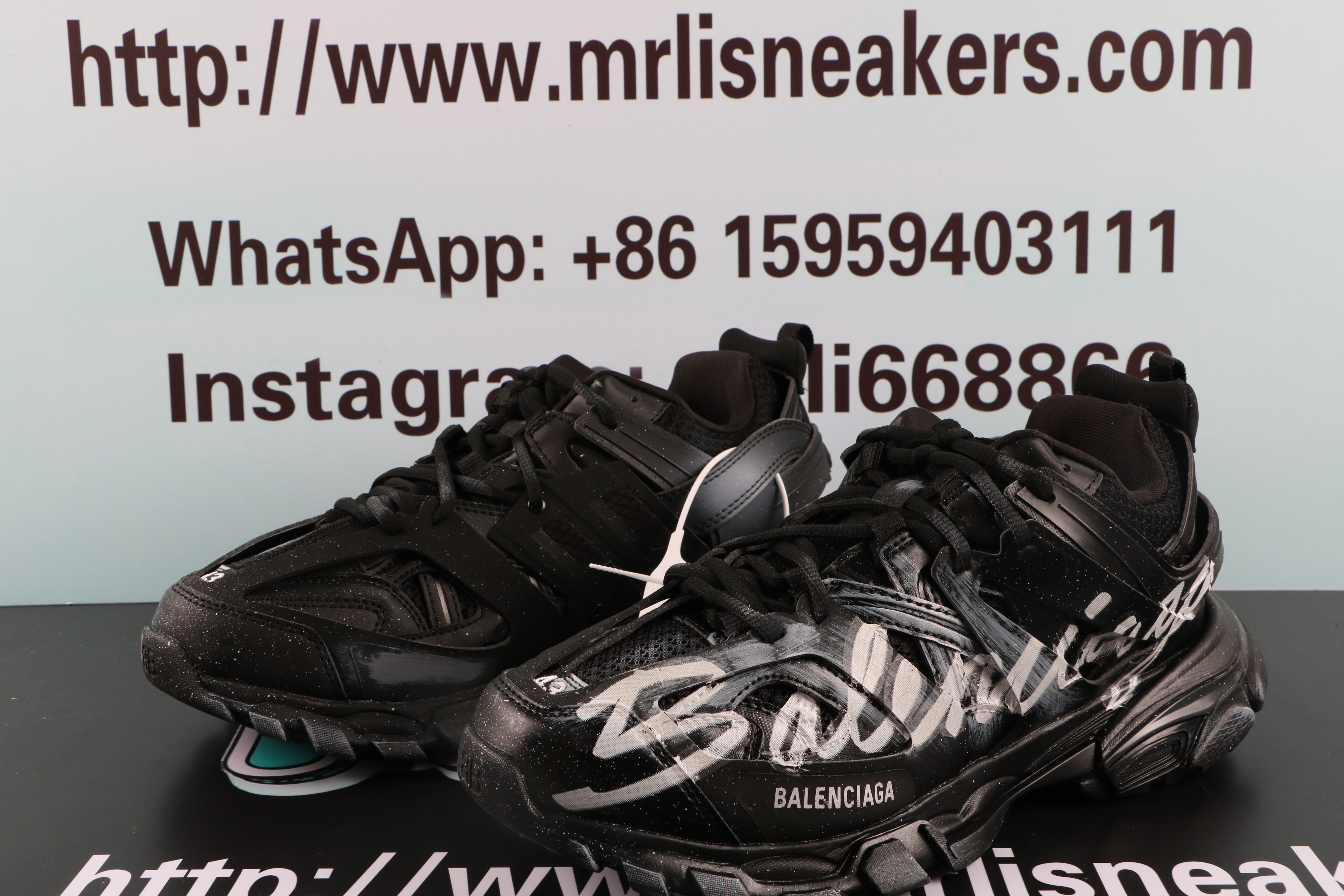 Balenciaga Track Signature Sneakers Black White