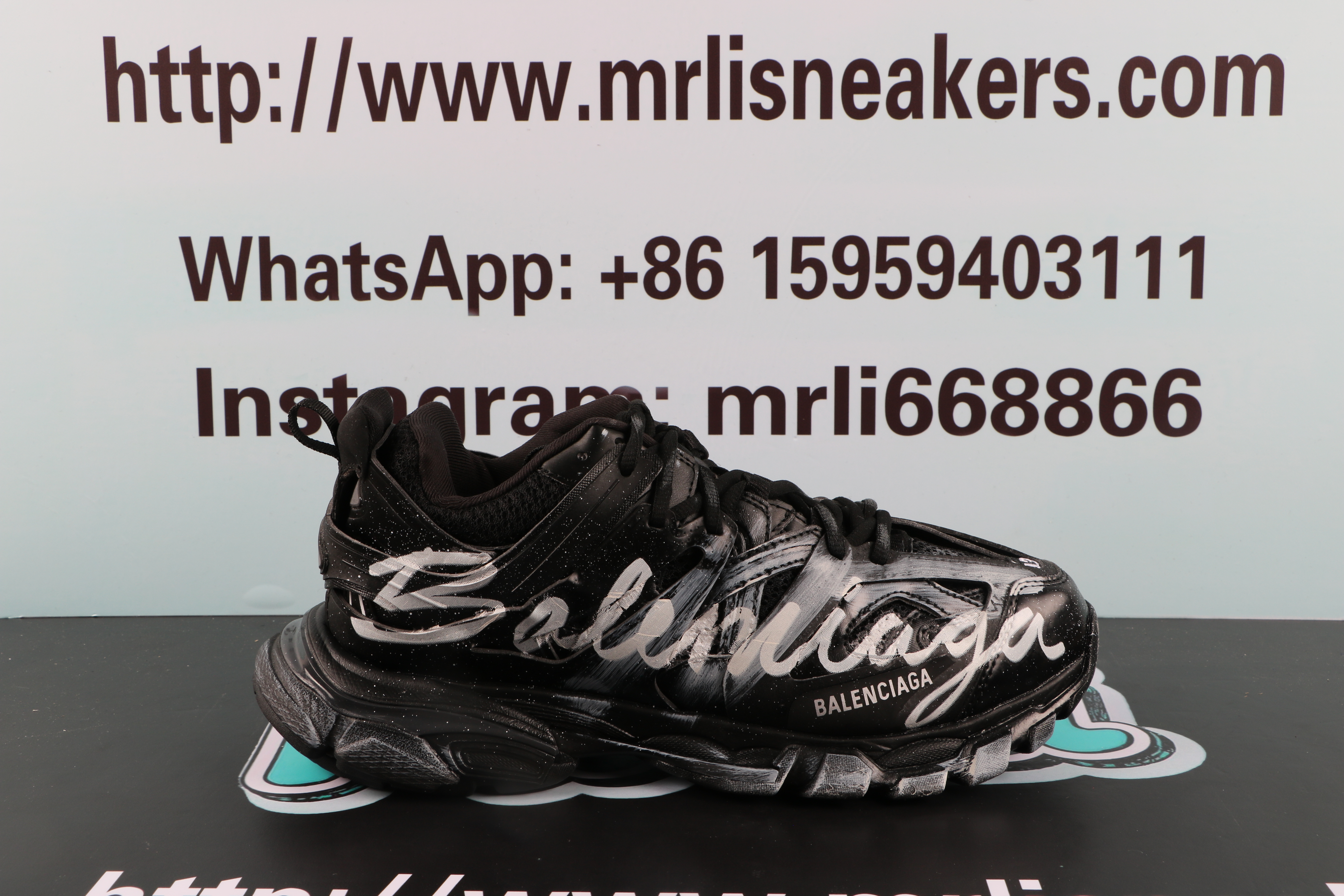 Balenciaga Track Signature Sneakers Black White