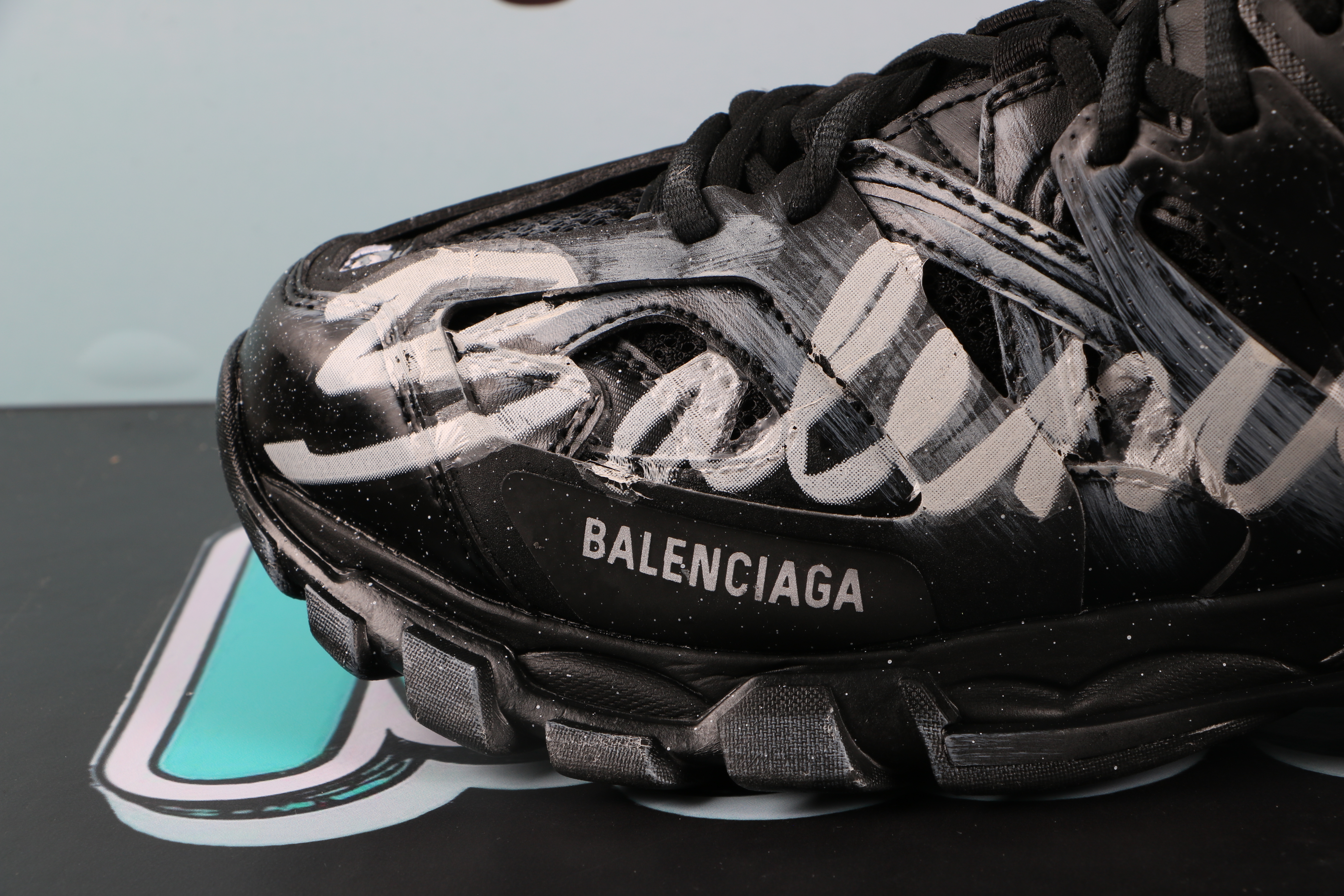 Balenciaga Track Signature Sneakers Black White