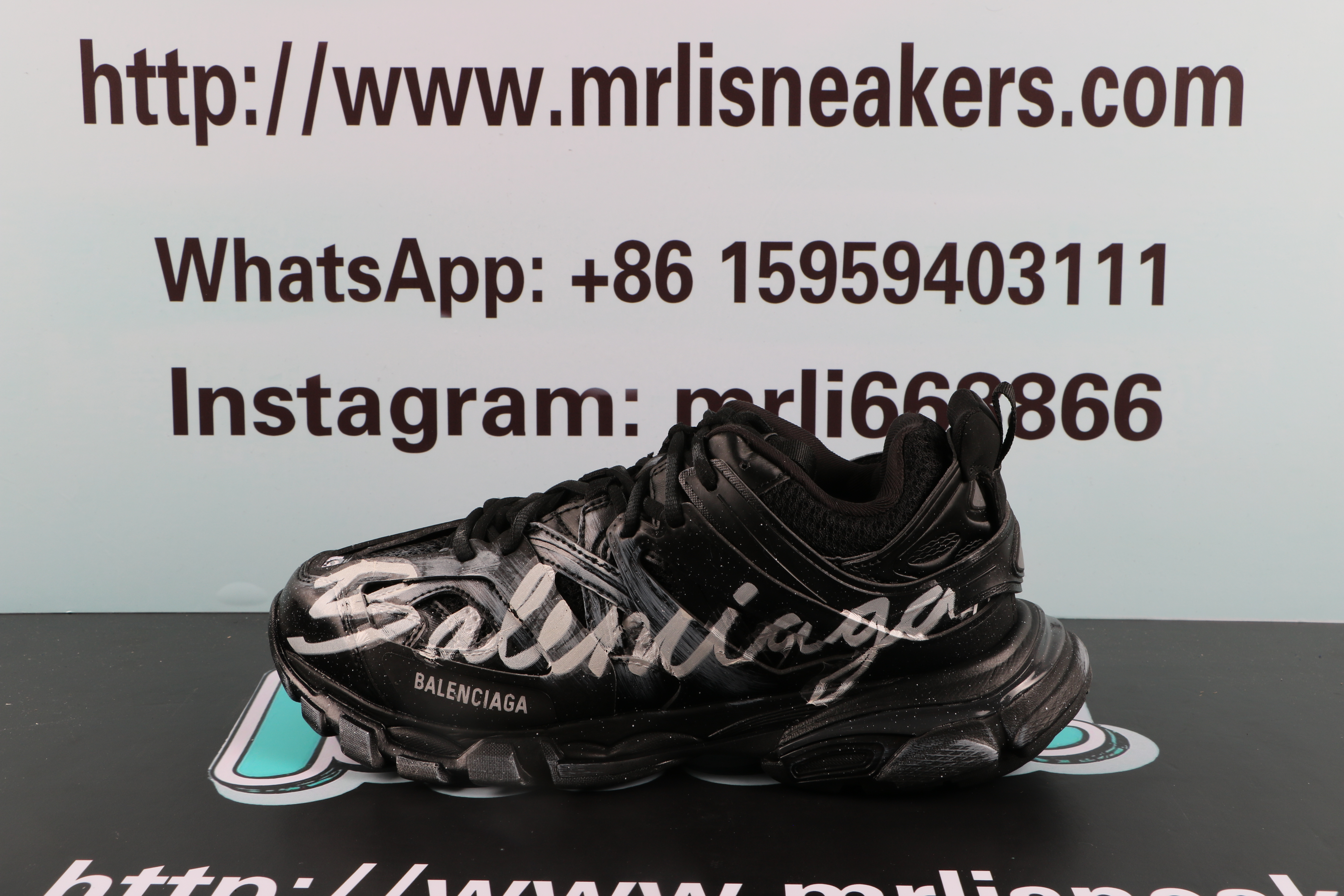 Balenciaga Track Signature Sneakers Black White