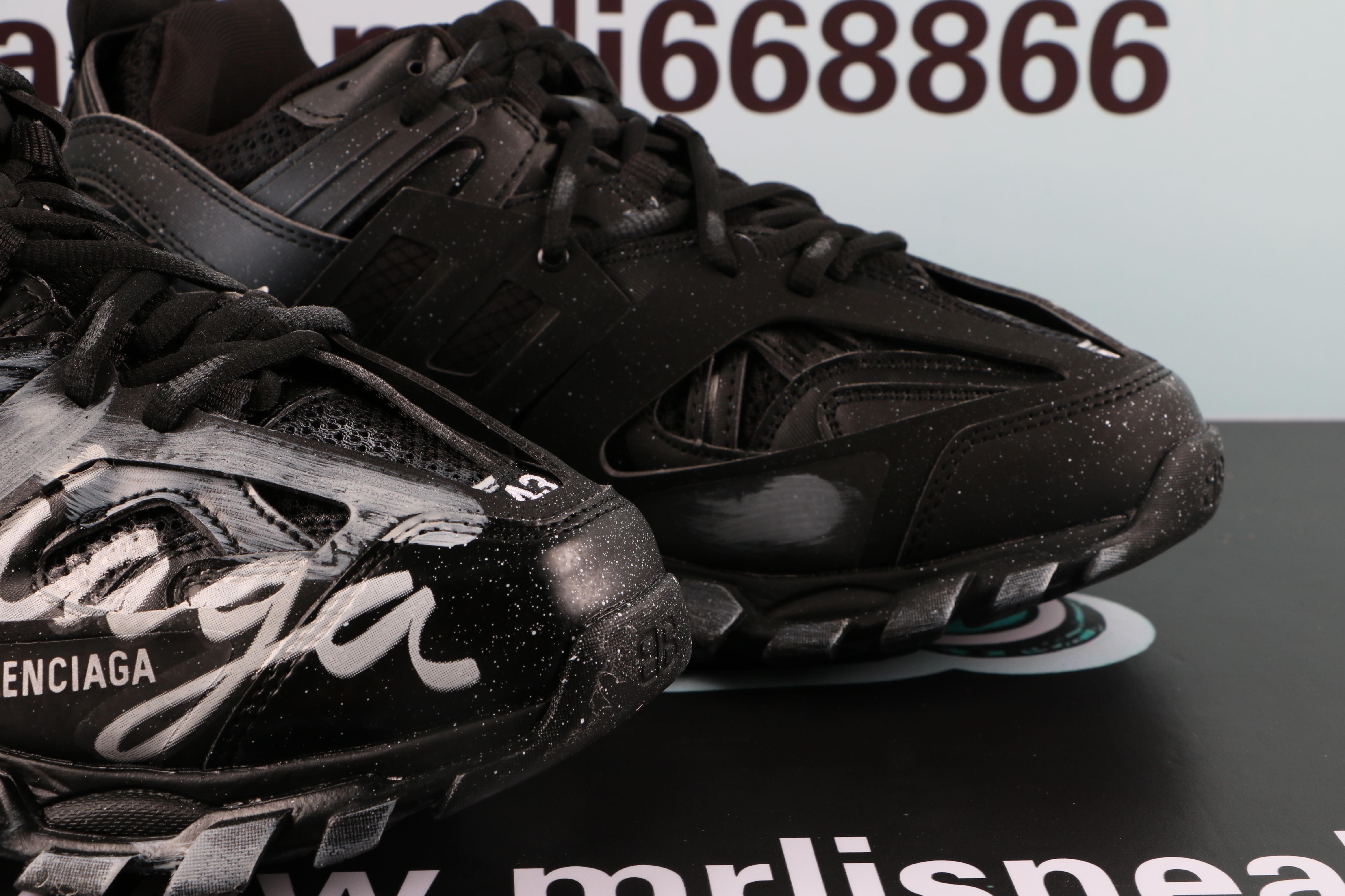 Balenciaga Track Signature Sneakers Black White