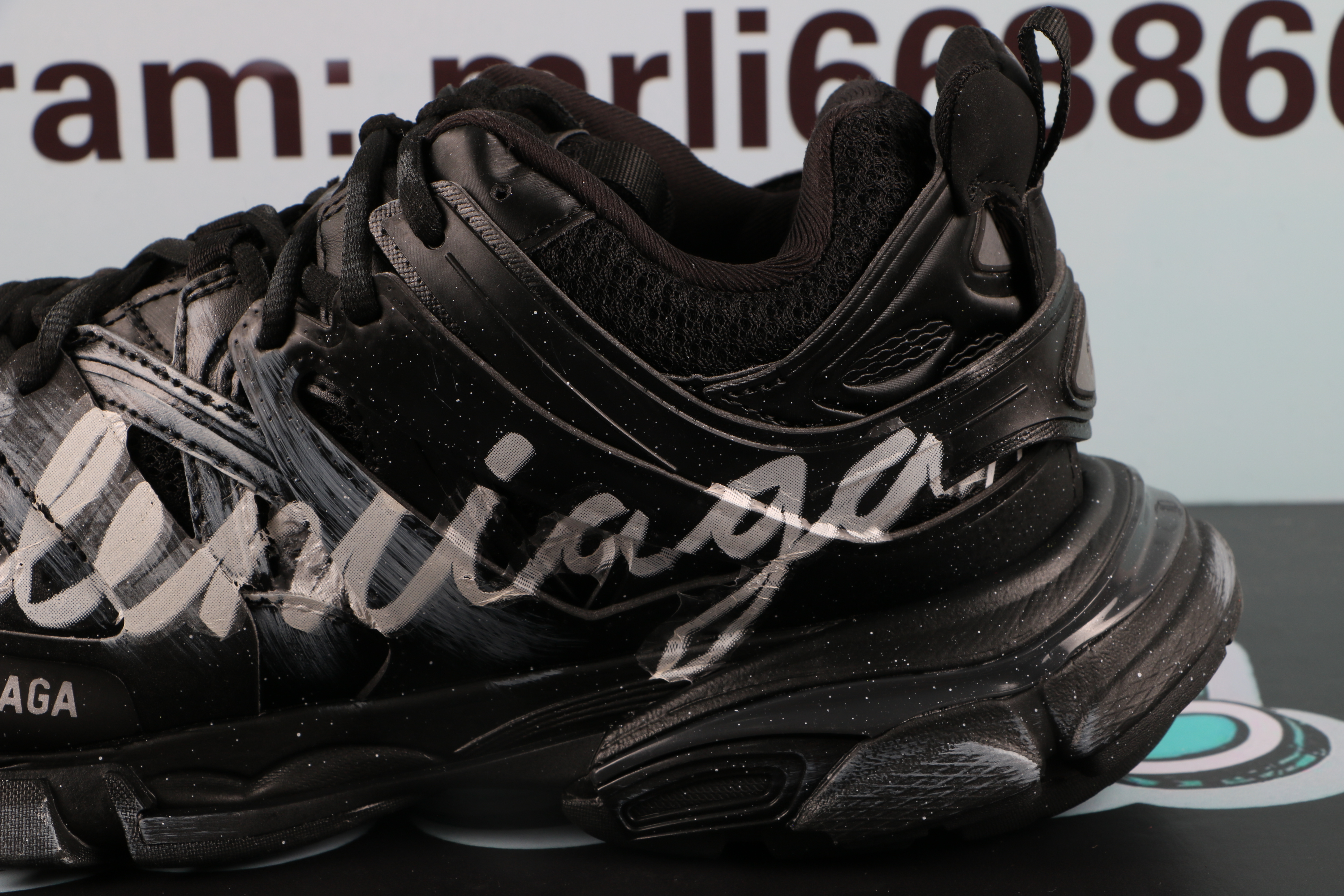 Balenciaga Track Signature Sneakers Black White