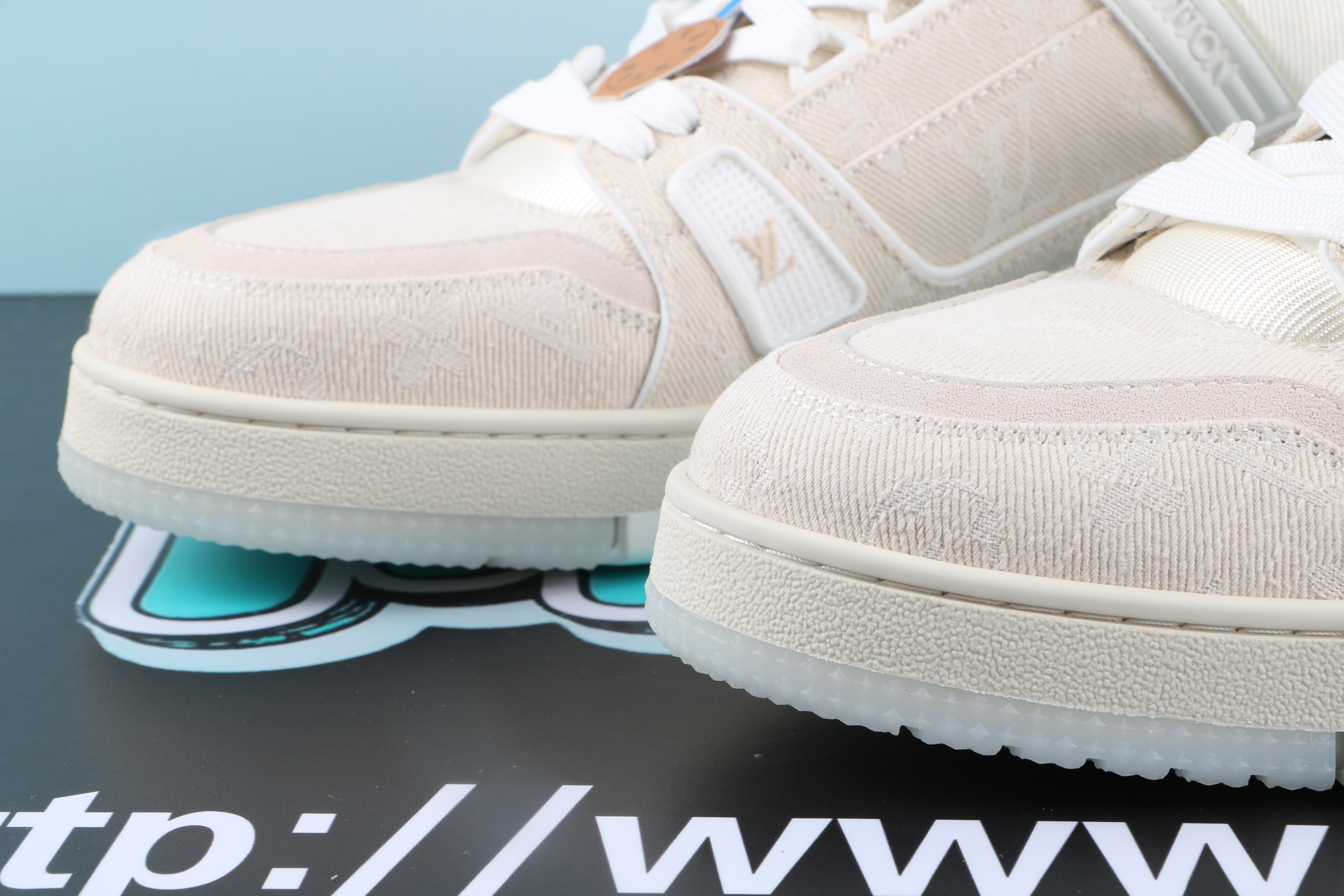 Louis Vuitton LV Trainer Beige Monogram Demin $ 159.00