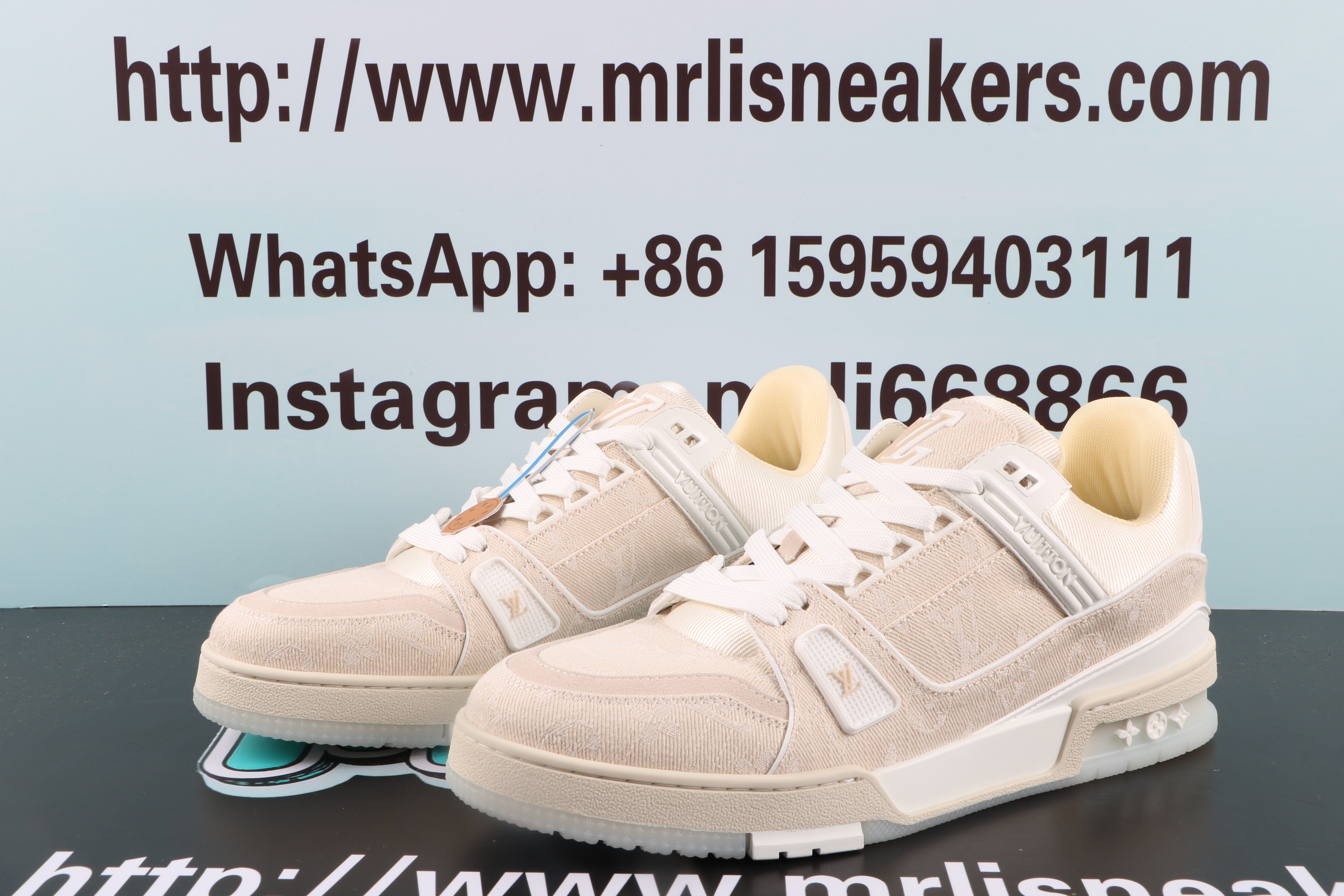 Louis Vuitton LV Trainer Beige Monogram Demin $ 159.00