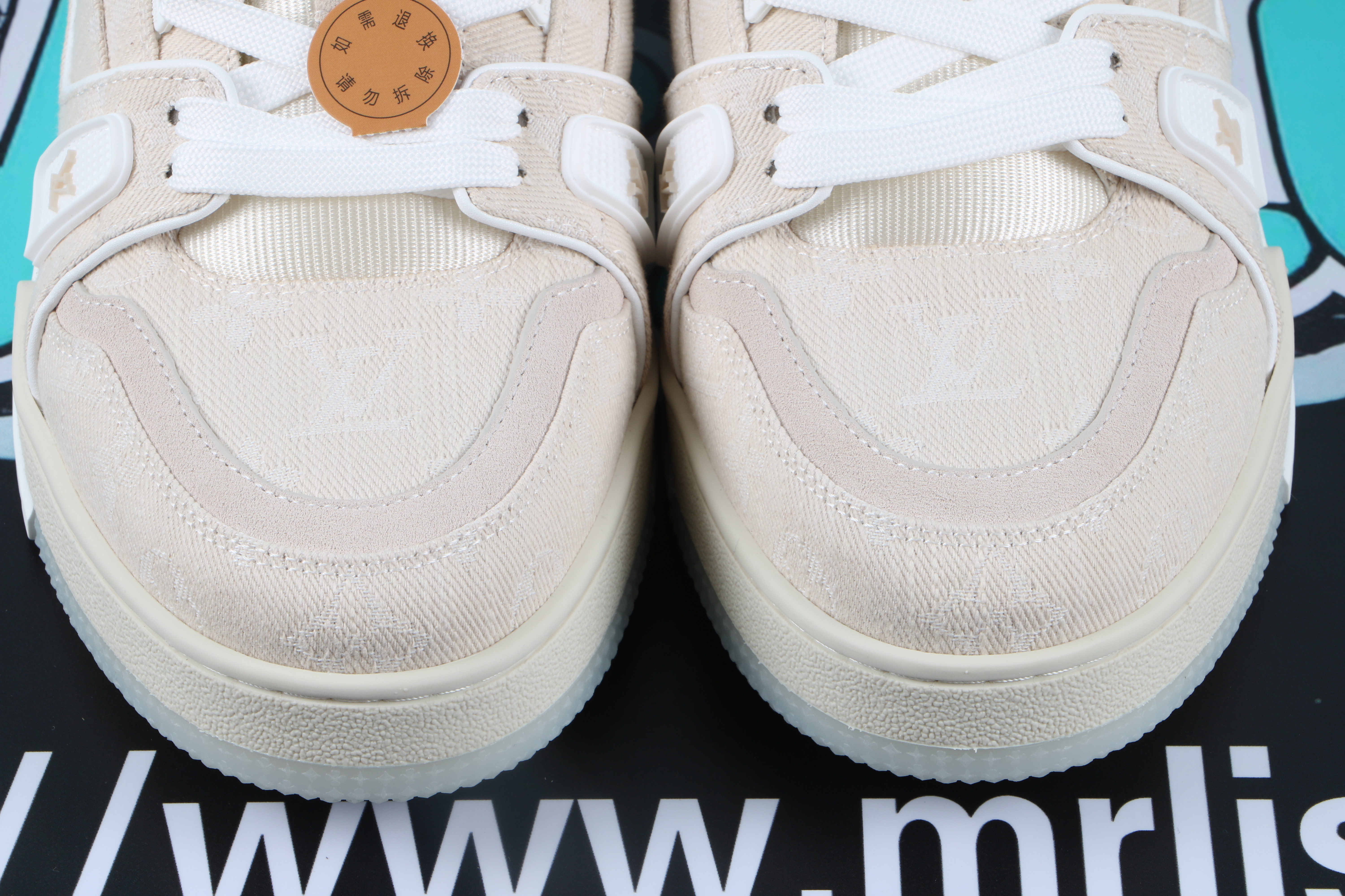 Louis Vuitton LV Trainer Beige Monogram Demin $ 159.00