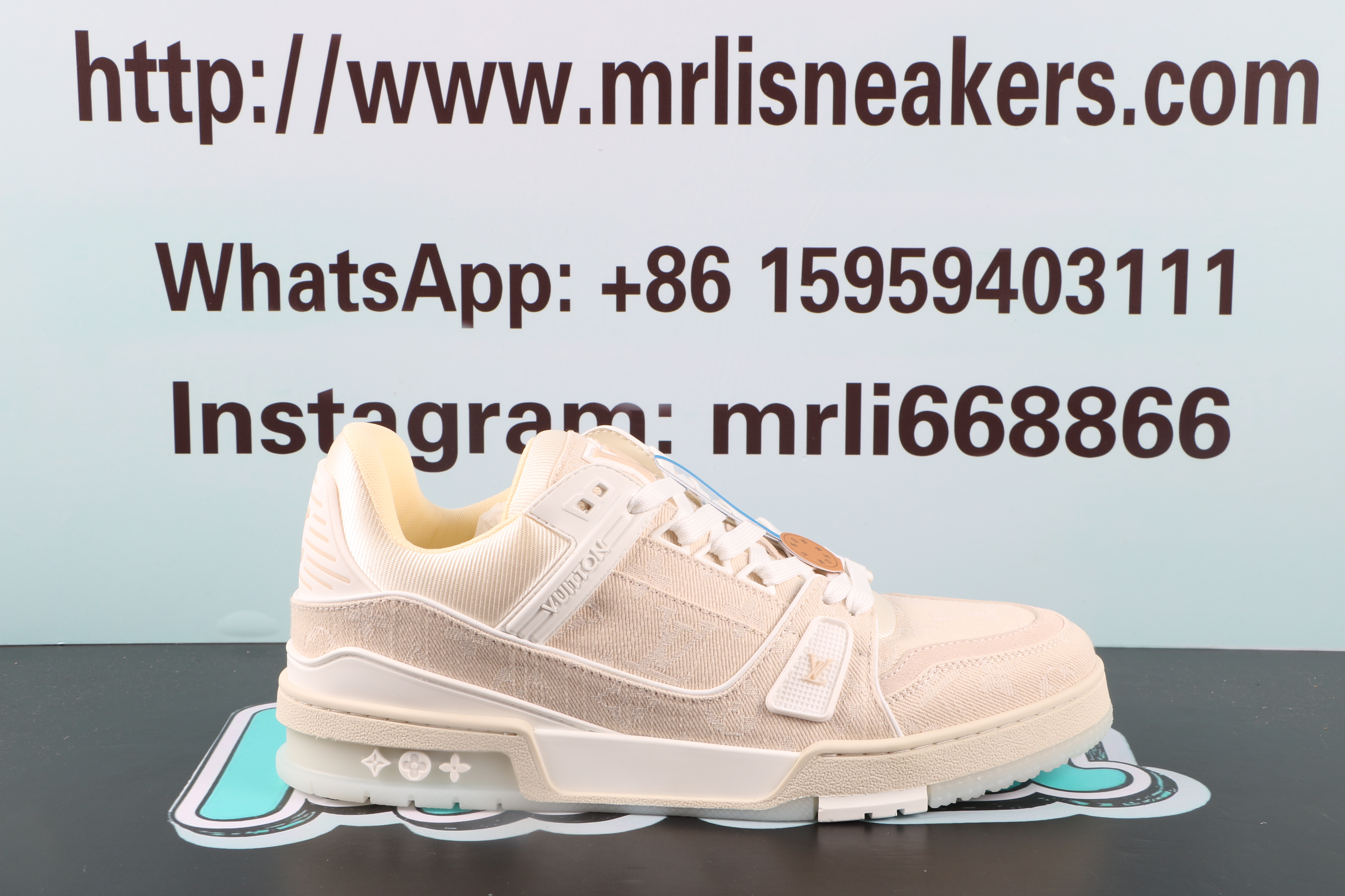Louis Vuitton LV Trainer Beige Monogram Demin $ 159.00