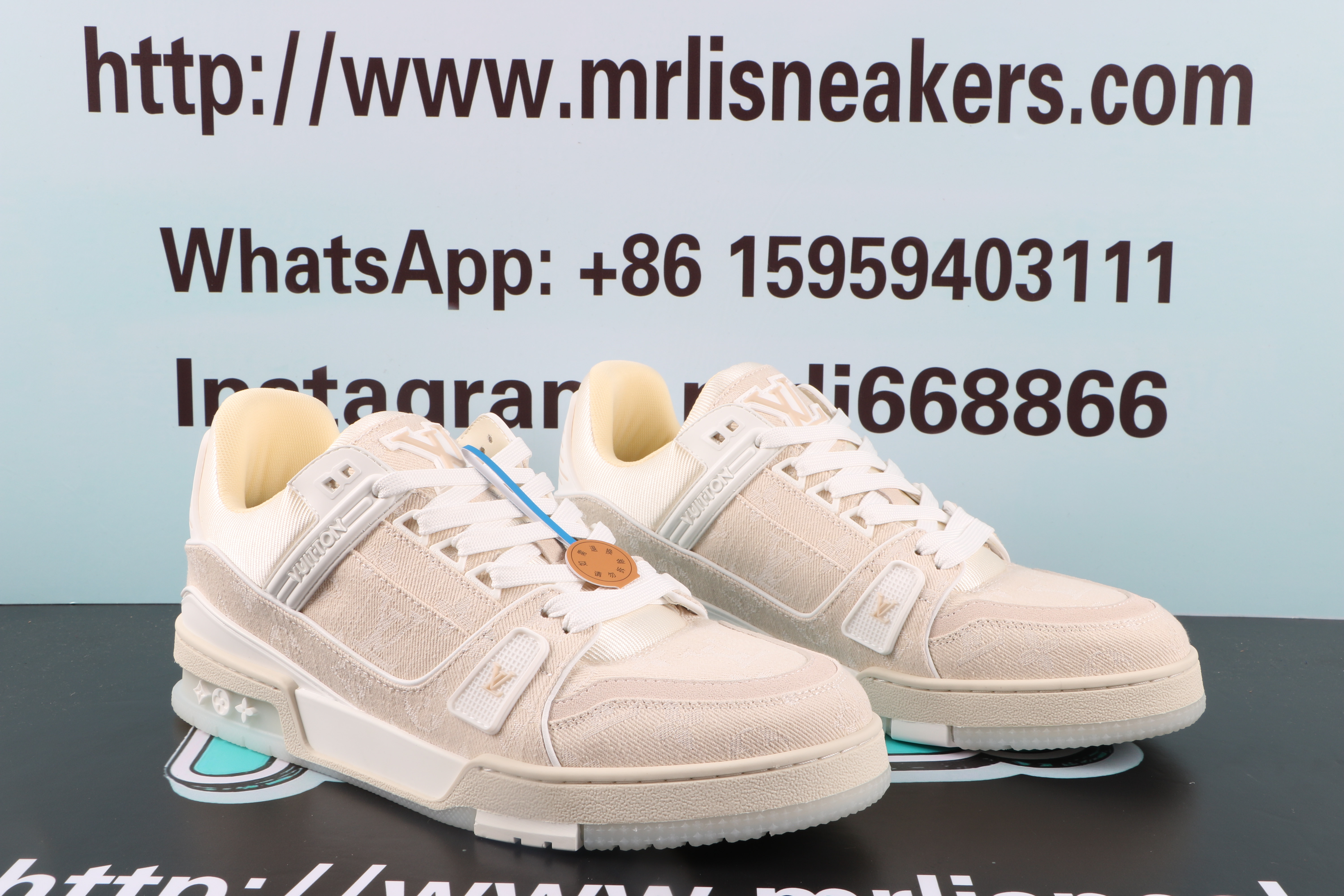 Louis Vuitton LV Trainer Beige Monogram Demin $ 159.00