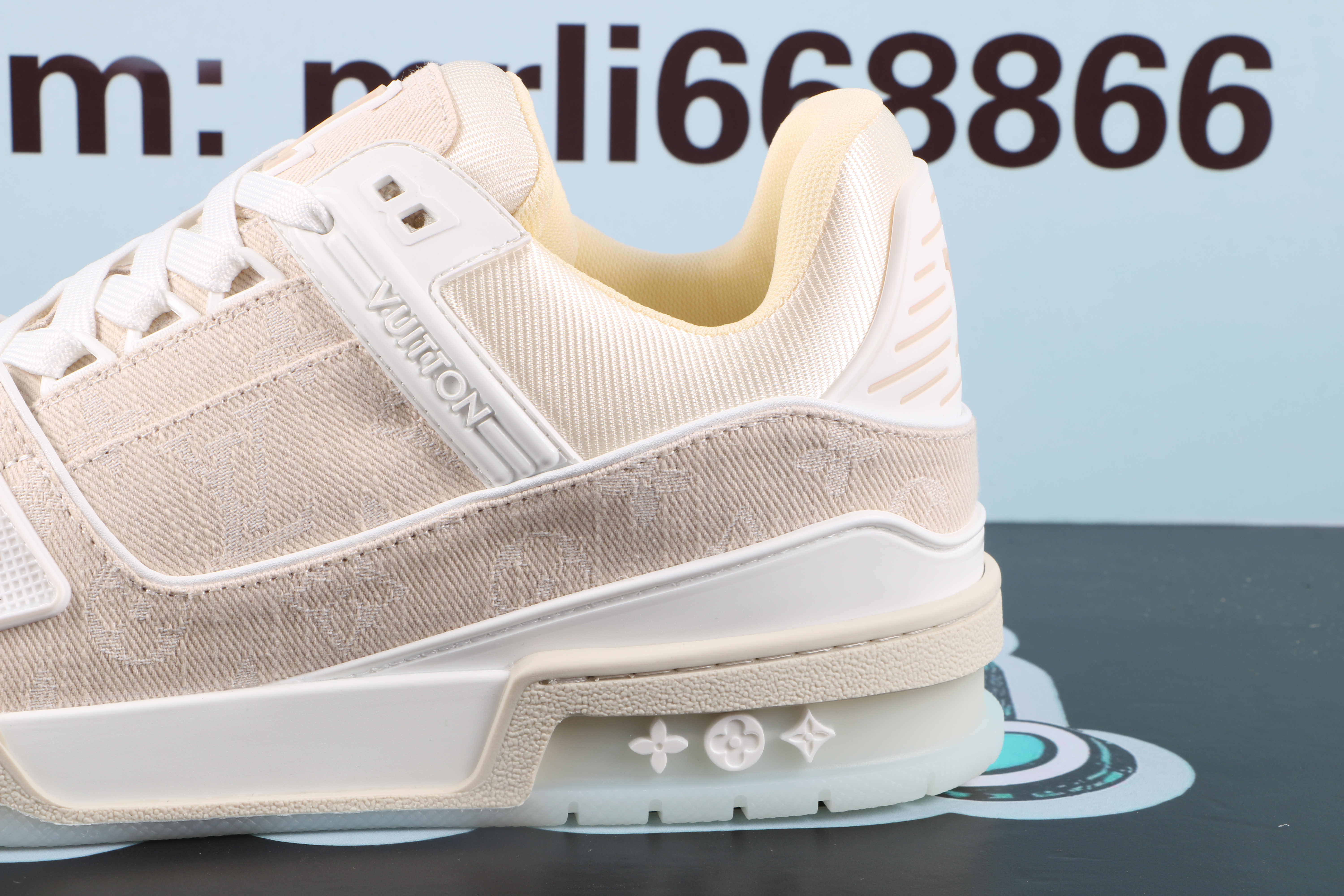 Louis Vuitton LV Trainer Beige Monogram Demin $ 159.00