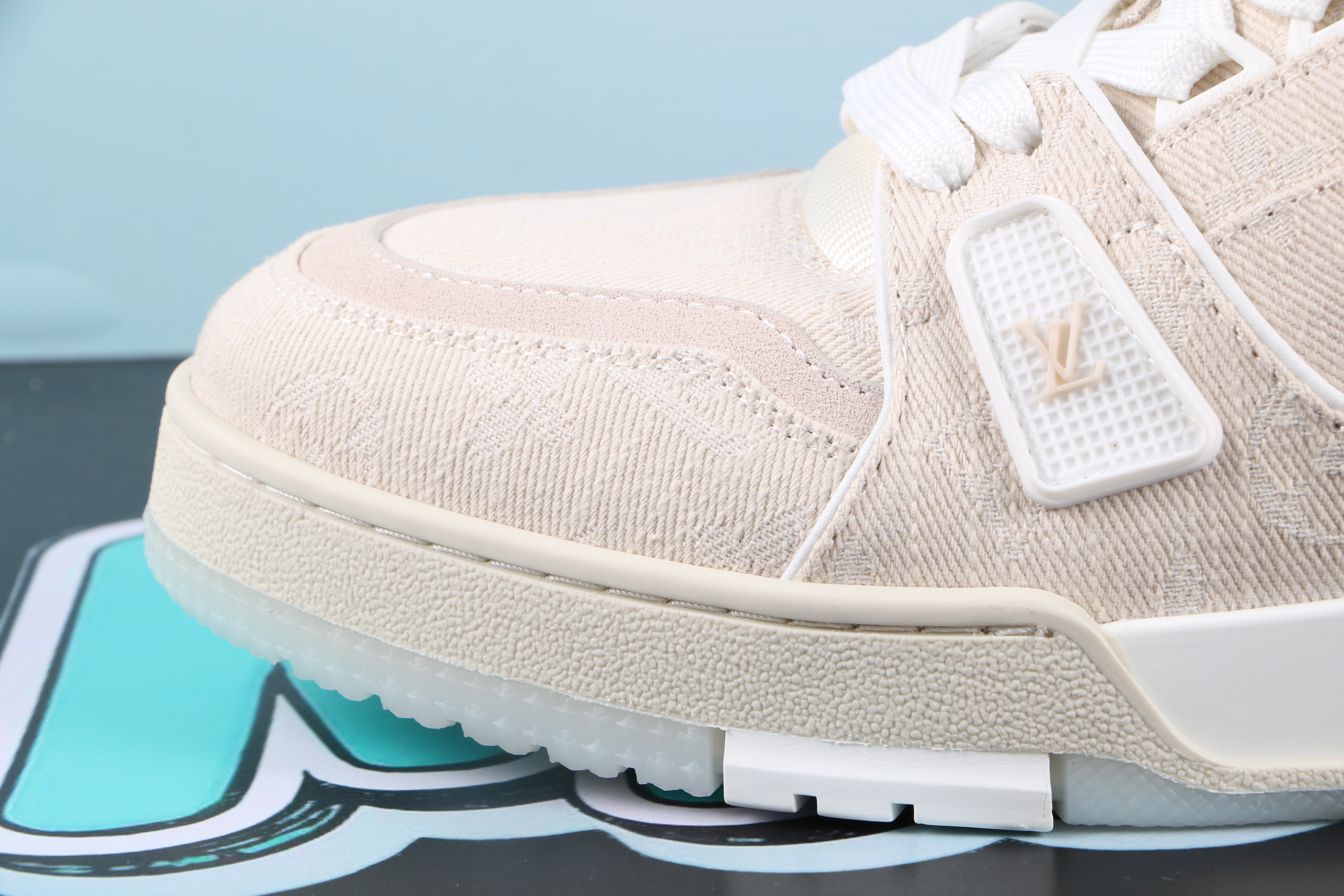 Louis Vuitton LV Trainer Beige Monogram Demin $ 159.00