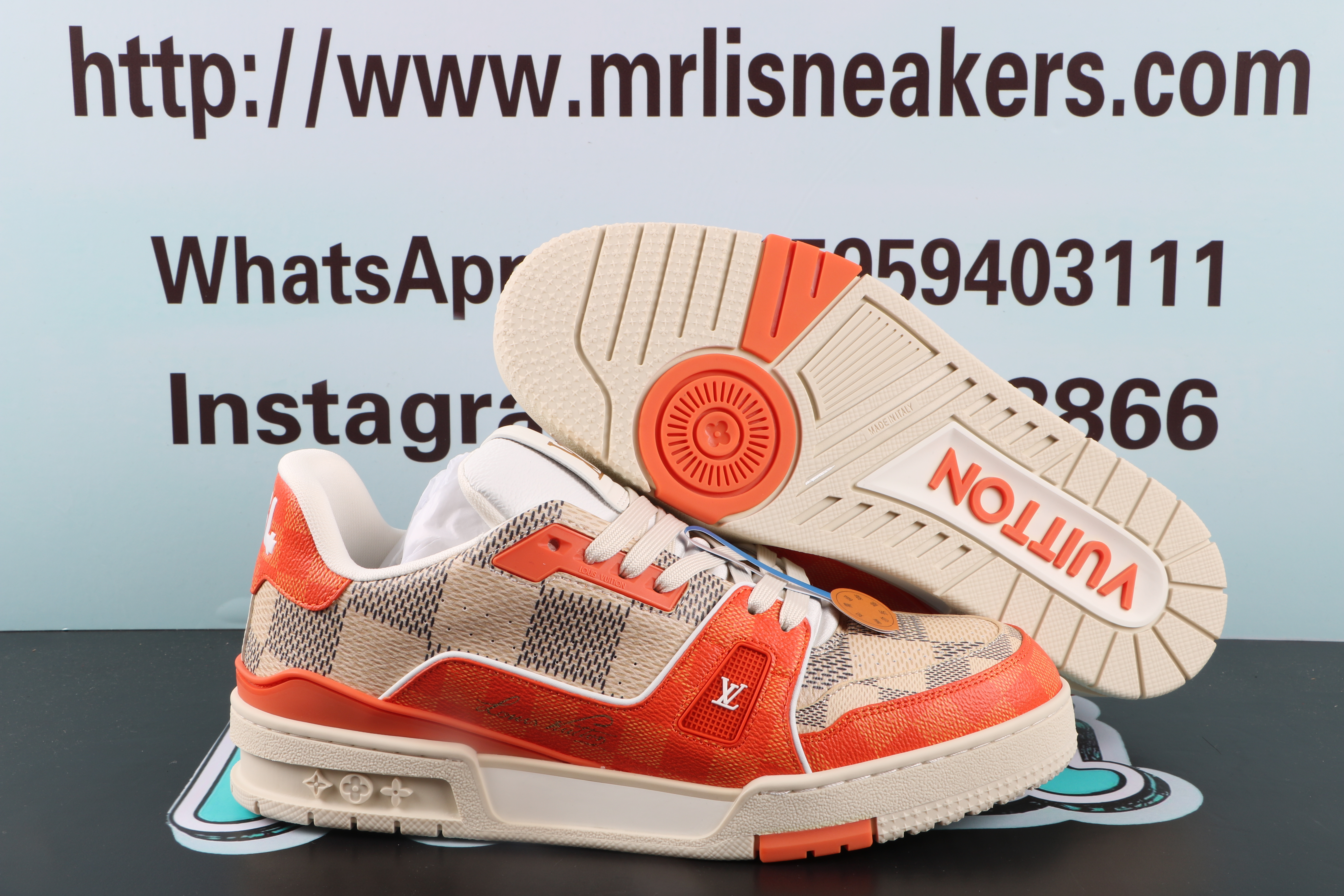 Louis Vuitton LV Trainer Damier White Orange