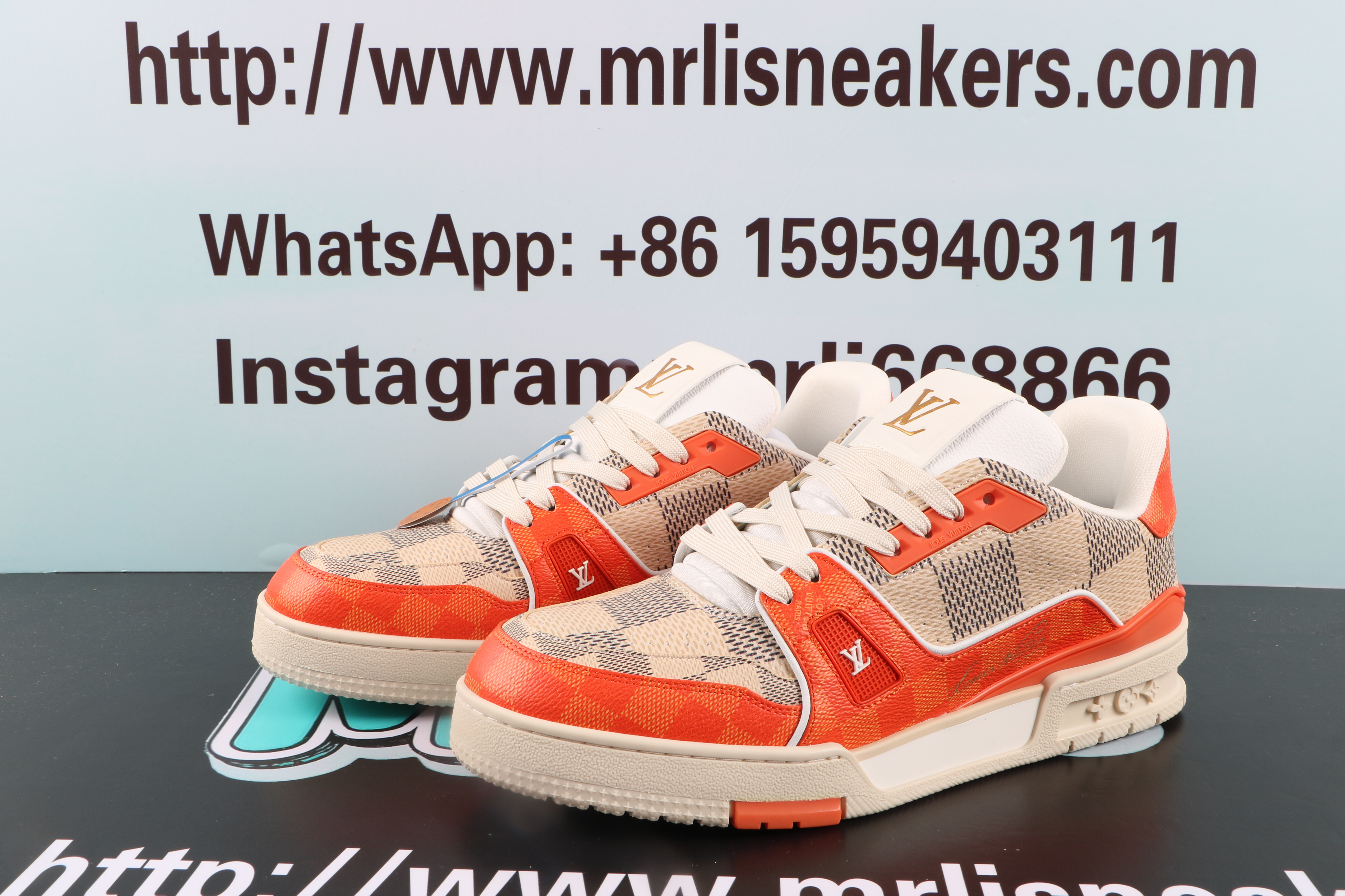 Louis Vuitton LV Trainer Damier White Orange