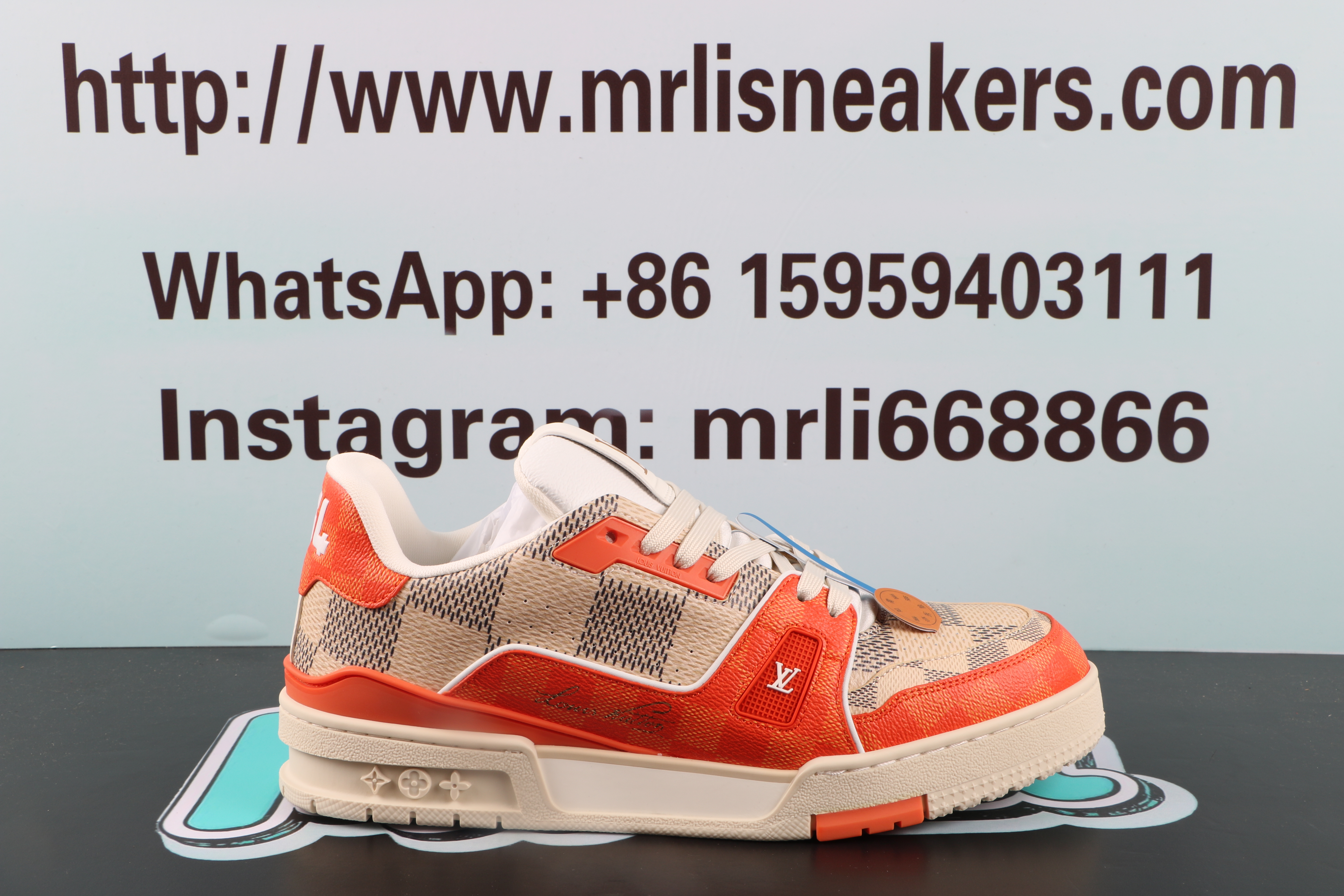 Louis Vuitton LV Trainer Damier White Orange