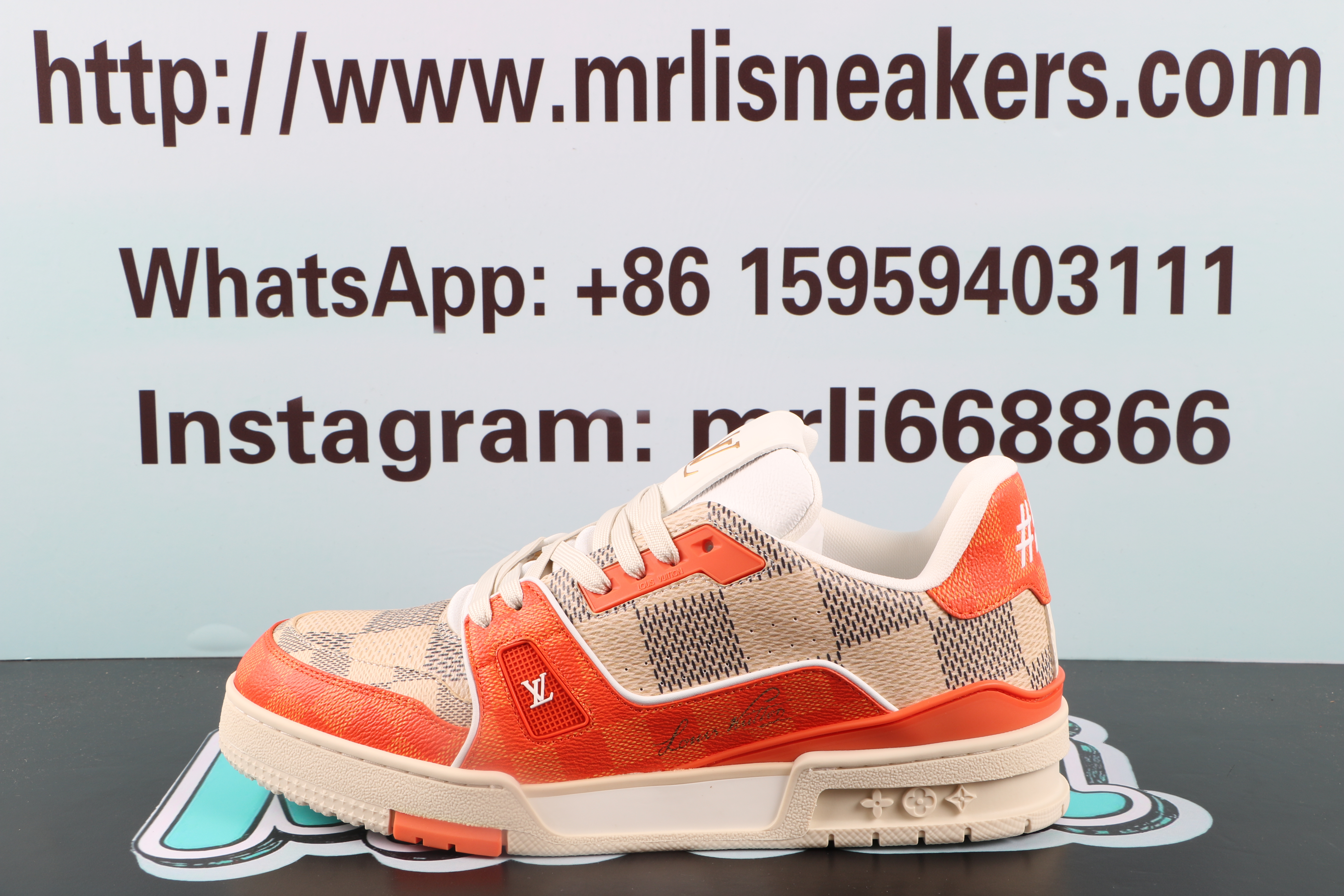 Louis Vuitton LV Trainer Damier White Orange