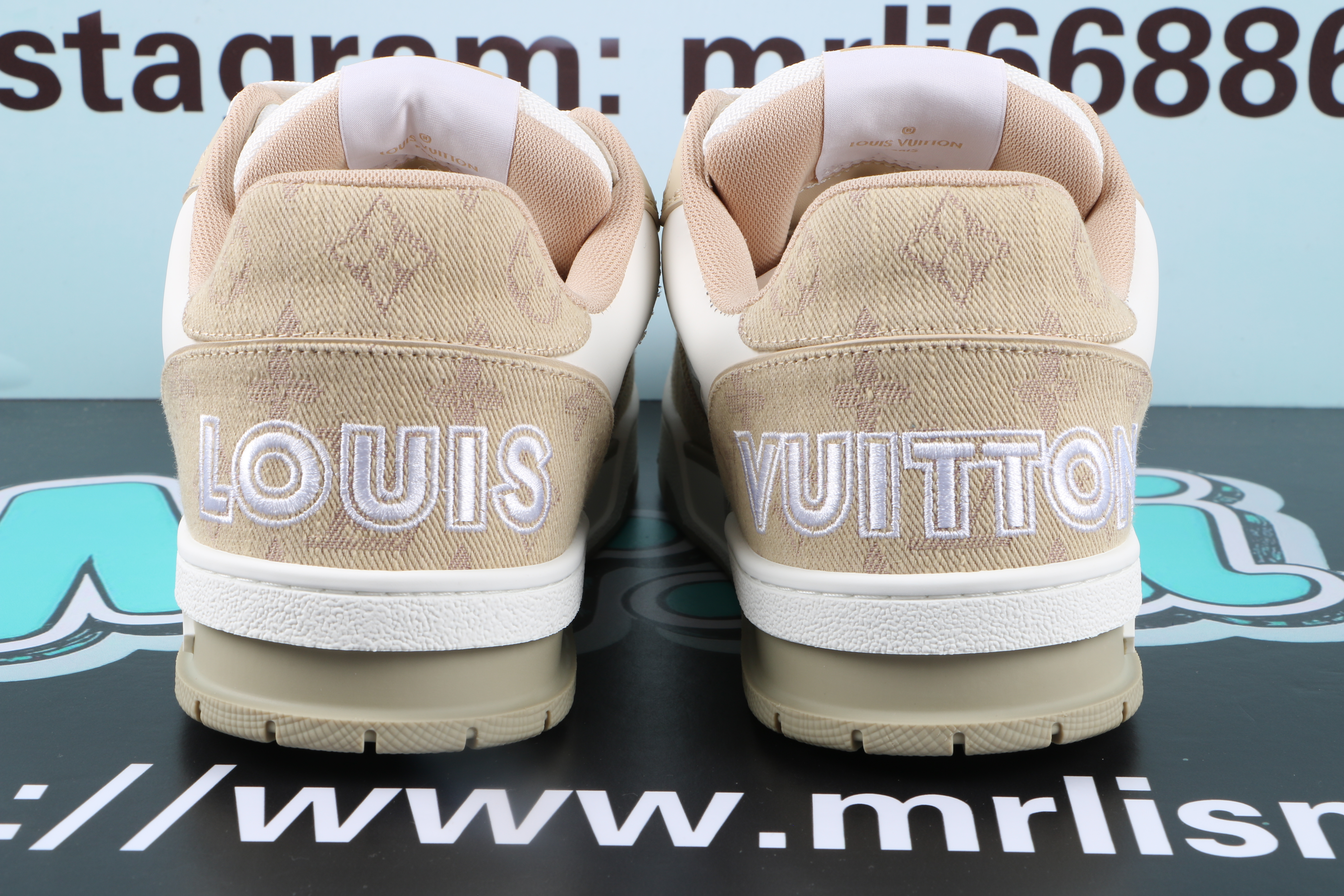 Louis Vuitton Trainer Monogram Denim Beige Whie