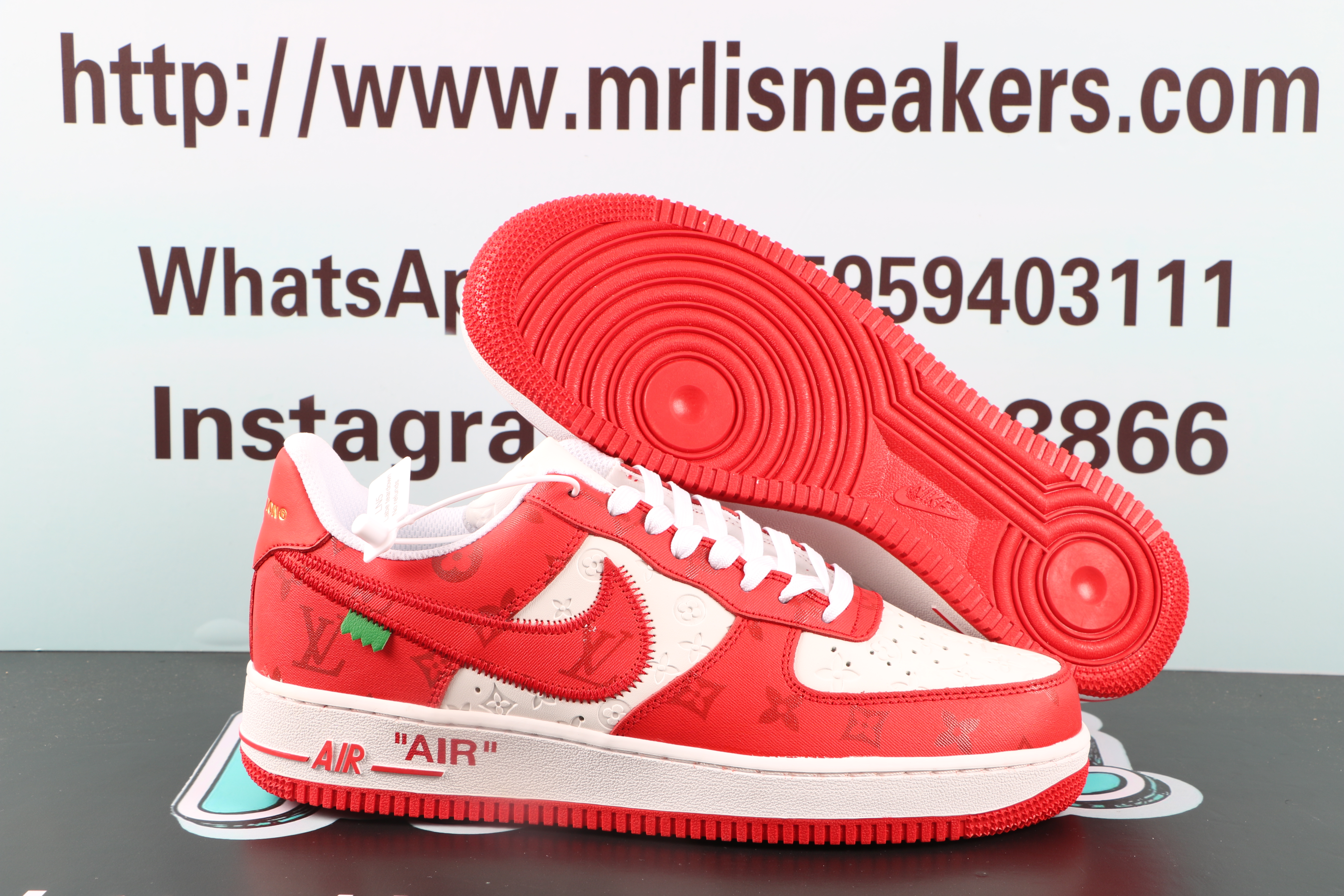 Louis Vuitton Nike Air Force 1 Low By Virgil Abloh White Red