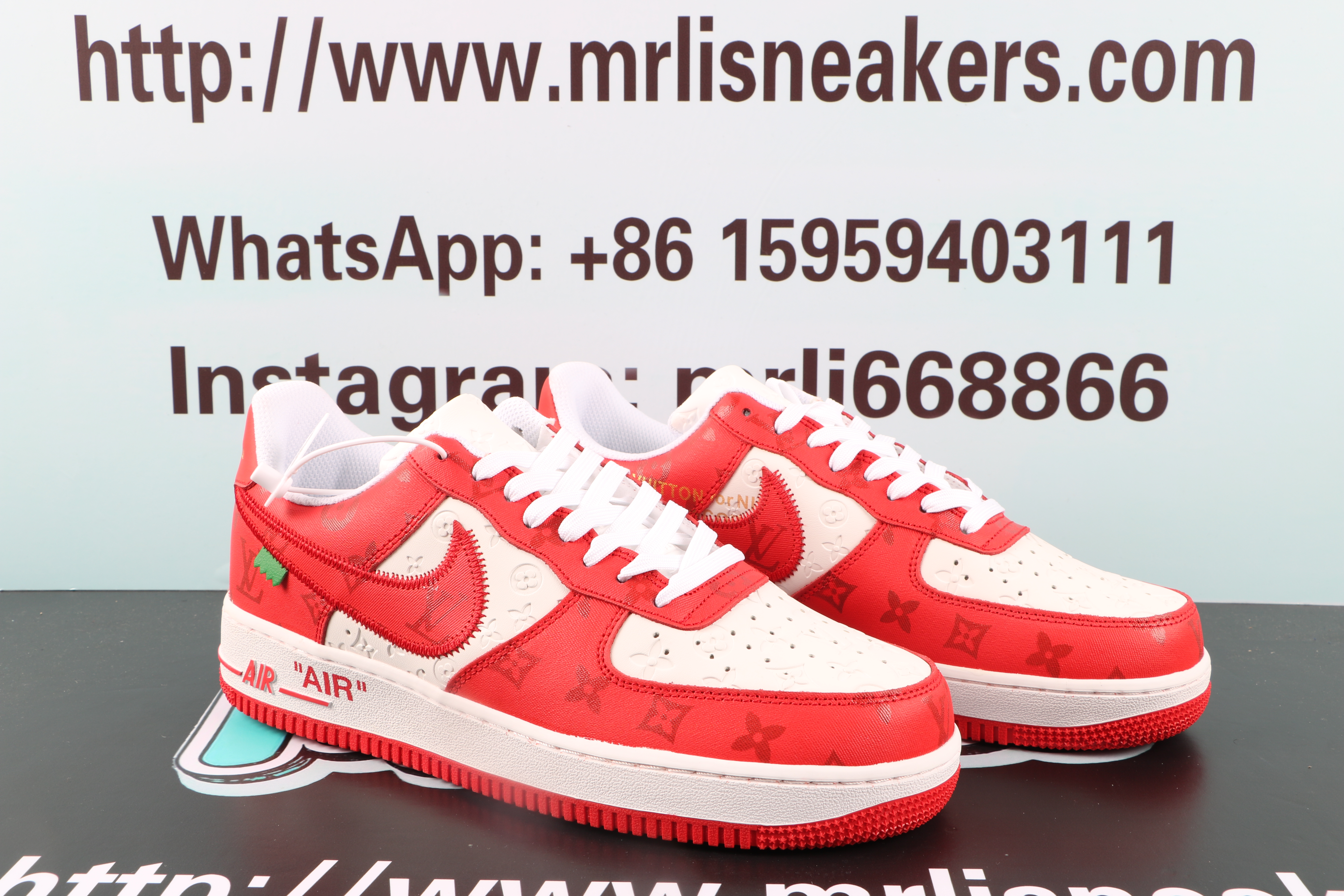 Louis Vuitton Nike Air Force 1 Low By Virgil Abloh White Red