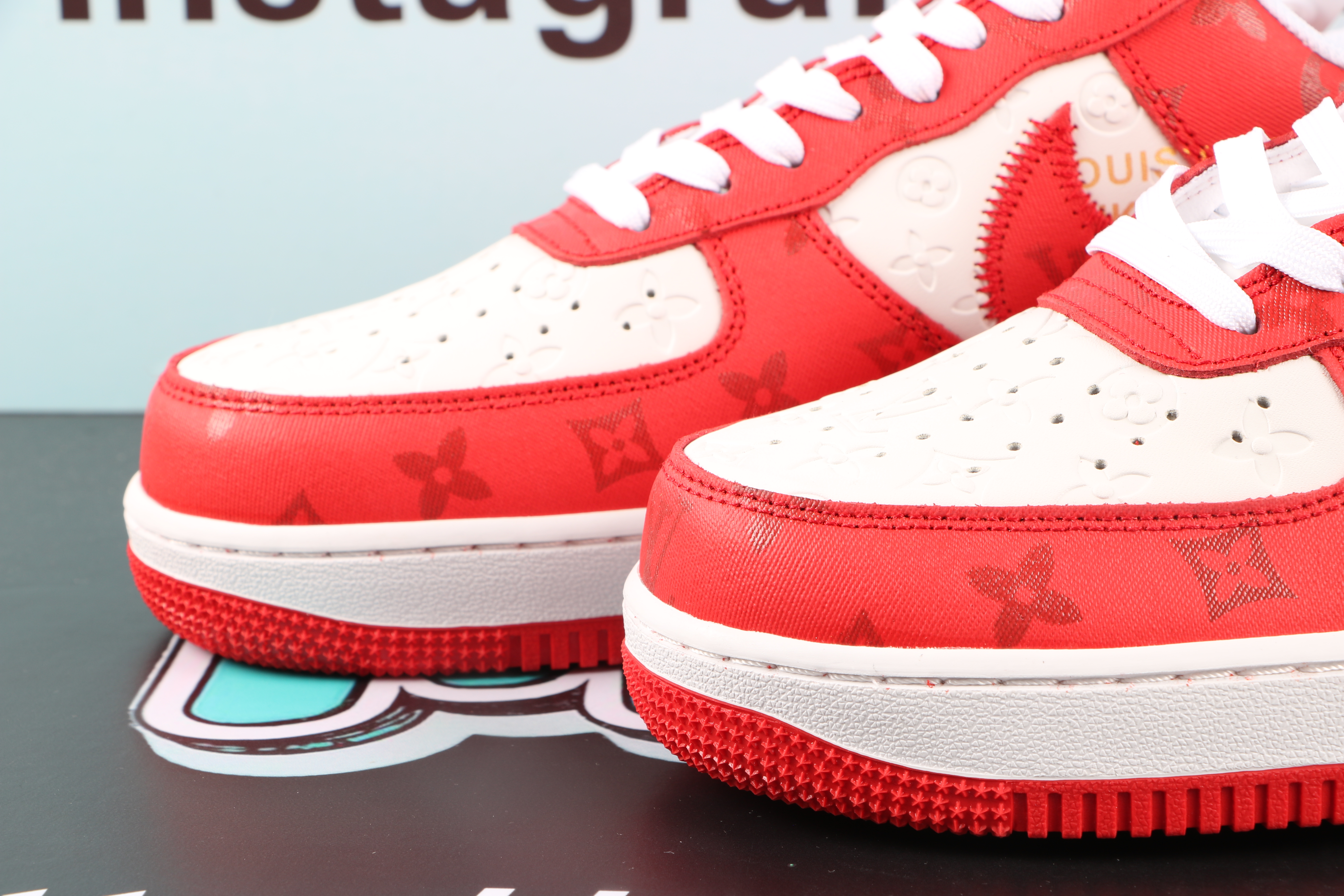 Louis Vuitton Nike Air Force 1 Low By Virgil Abloh White Red