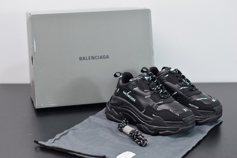Balenciaga Triple S Allover Logo Black Balenciaga Triple S Allover Logo Black