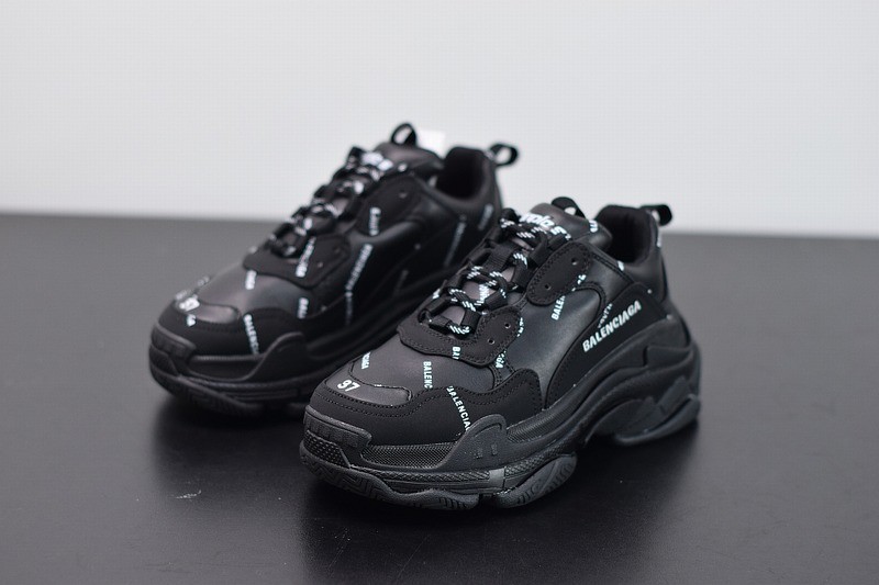 Balenciaga Triple S Allover Logo Black Balenciaga Triple S Allover Logo Black
