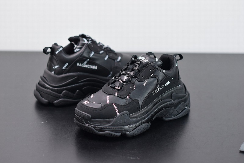 Balenciaga Triple S Allover Logo Black Balenciaga Triple S Allover Logo Black