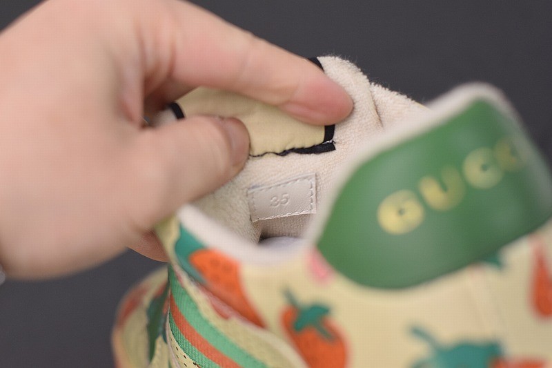 Gucci Strawberry Print Distressed Sneaker Gucci Strawberry Print Distressed Sneaker