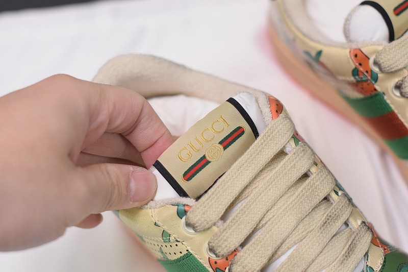 Gucci Strawberry Print Distressed Sneaker Gucci Strawberry Print Distressed Sneaker
