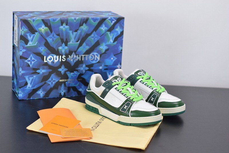 Louis Vuitton LV Trainer Sneaker Low White Green Louis Vuitton LV Trainer Sneaker Low White Green