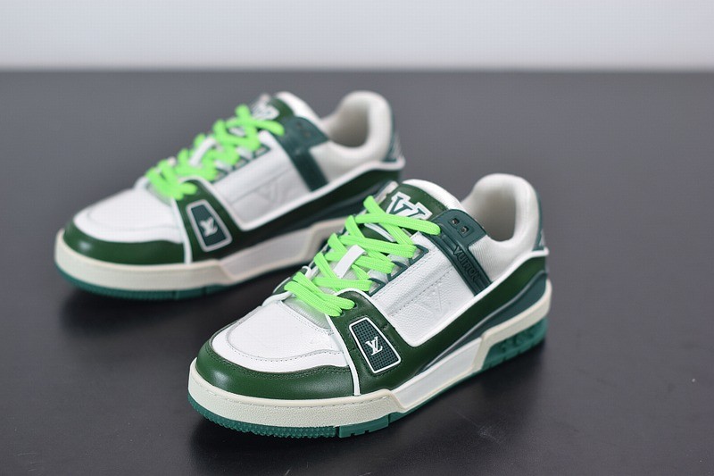 Louis Vuitton LV Trainer Sneaker Low White Green Louis Vuitton LV Trainer Sneaker Low White Green