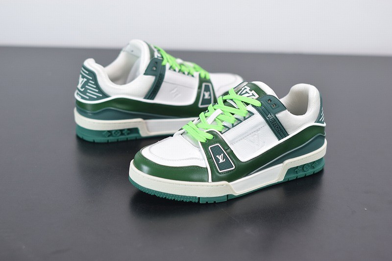 Louis Vuitton LV Trainer Sneaker Low White Green Louis Vuitton LV Trainer Sneaker Low White Green