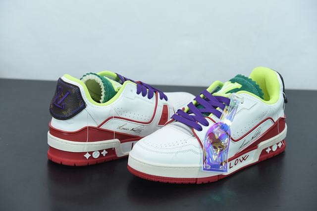 Louis Vuitton LV Trainer Sneaker Low White Red Louis Vuitton LV Trainer Sneaker Low White Red