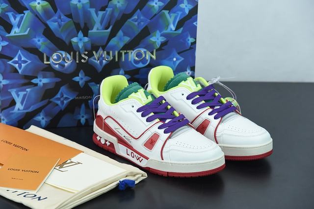 Louis Vuitton LV Trainer Sneaker Low White Red Louis Vuitton LV Trainer Sneaker Low White Red