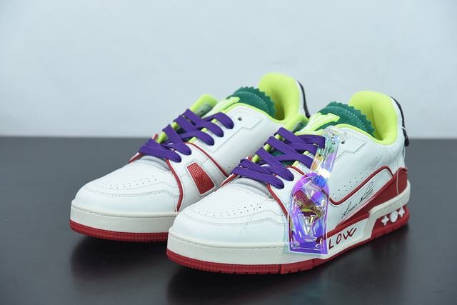 Louis Vuitton LV Trainer Sneaker Low White Red Louis Vuitton LV Trainer Sneaker Low White Red