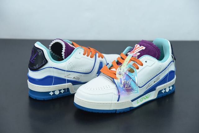 Louis Vuitton LV Trainer Sneaker Low White Blue Louis Vuitton LV Trainer Sneaker Low White Blue
