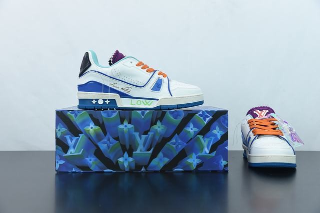 Louis Vuitton LV Trainer Sneaker Low White Blue Louis Vuitton LV Trainer Sneaker Low White Blue