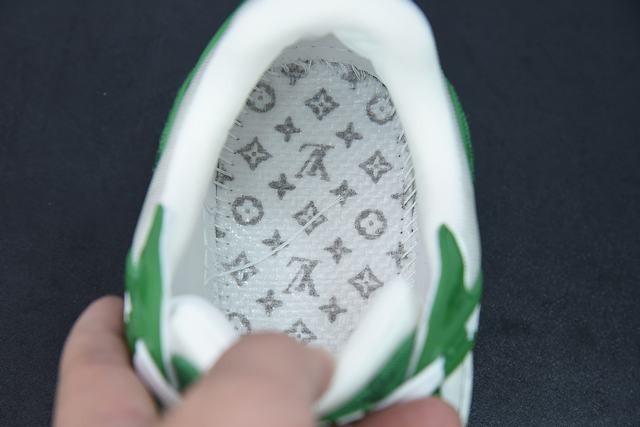 Louis Vuitton LV Trainer Green Monogram Denim White Louis Vuitton LV Trainer Green Monogram Denim White