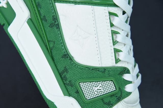 Louis Vuitton LV Trainer Green Monogram Denim White Louis Vuitton LV Trainer Green Monogram Denim White