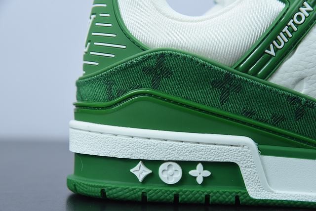 Louis Vuitton LV Trainer Green Monogram Denim White Louis Vuitton LV Trainer Green Monogram Denim White