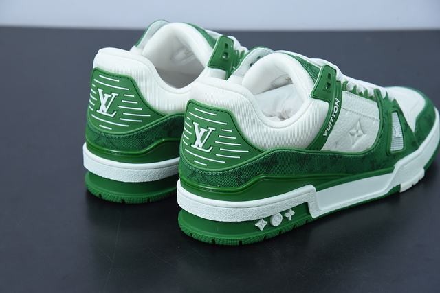 Louis Vuitton LV Trainer Green Monogram Denim White Louis Vuitton LV Trainer Green Monogram Denim White