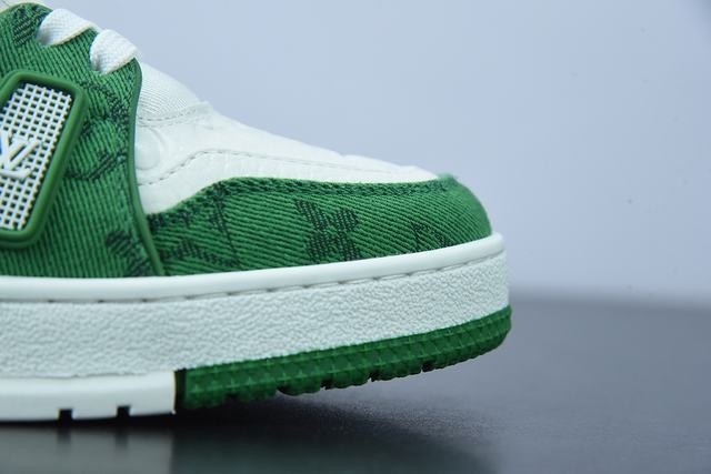 Louis Vuitton LV Trainer Green Monogram Denim White Louis Vuitton LV Trainer Green Monogram Denim White