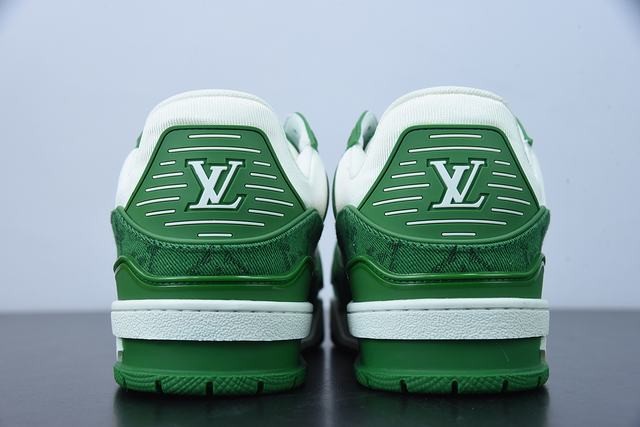 Louis Vuitton LV Trainer Green Monogram Denim White Louis Vuitton LV Trainer Green Monogram Denim White