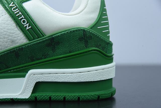 Louis Vuitton LV Trainer Green Monogram Denim White Louis Vuitton LV Trainer Green Monogram Denim White