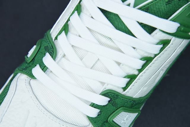 Louis Vuitton LV Trainer Green Monogram Denim White Louis Vuitton LV Trainer Green Monogram Denim White