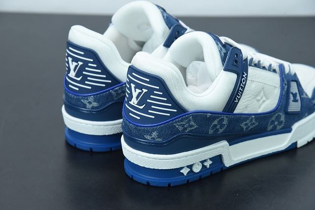 Louis Vuitton LV Trainer Monogram Denim White Blue Louis Vuitton LV Trainer Monogram Denim White Blue