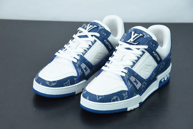 Louis Vuitton LV Trainer Monogram Denim White Blue Louis Vuitton LV Trainer Monogram Denim White Blue