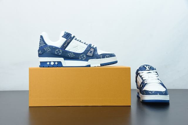 Louis Vuitton LV Trainer Monogram Denim White Blue Louis Vuitton LV Trainer Monogram Denim White Blue
