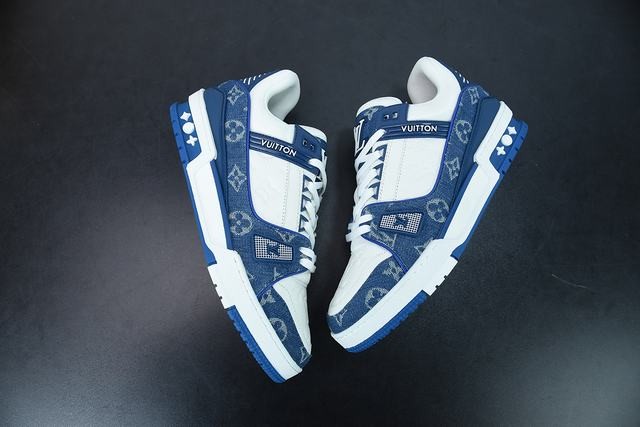 Louis Vuitton LV Trainer Monogram Denim White Blue Louis Vuitton LV Trainer Monogram Denim White Blue