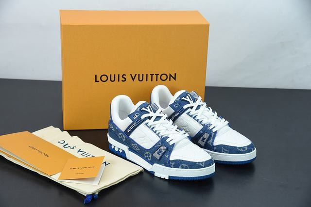 Louis Vuitton LV Trainer Monogram Denim White Blue Louis Vuitton LV Trainer Monogram Denim White Blue
