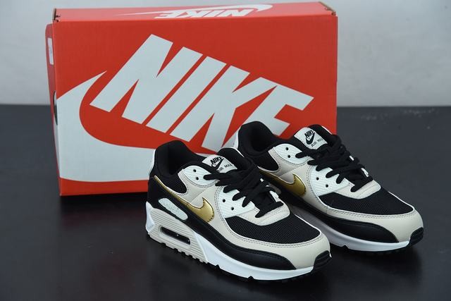 Nike Air Max 90 Black Metallic Gold Summit White (W) Nike Air Max 90 Black Metallic Gold Summit White (W)